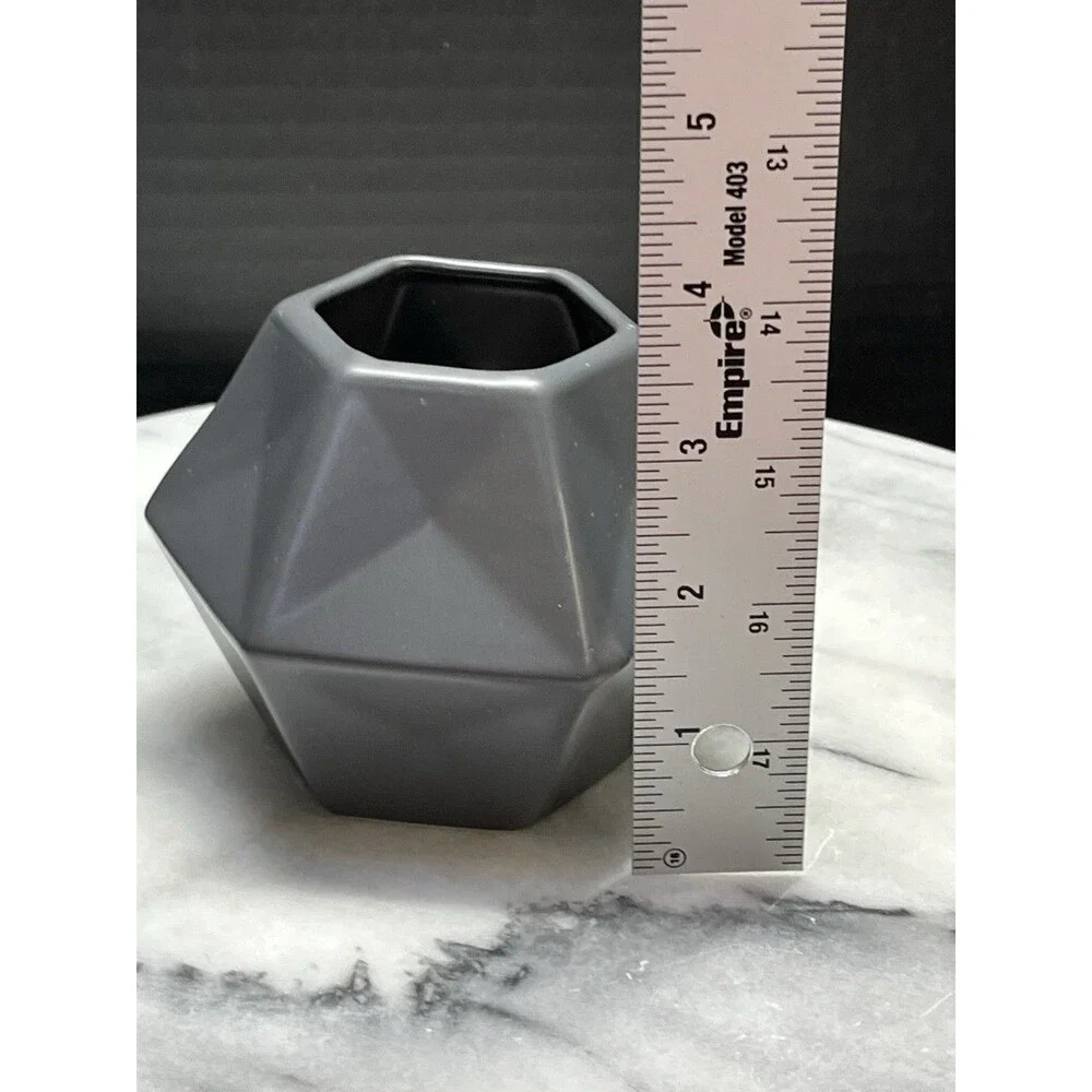 IKEA Almhult Livslang Gray Charcoal Faceted Hexagon Vase 3